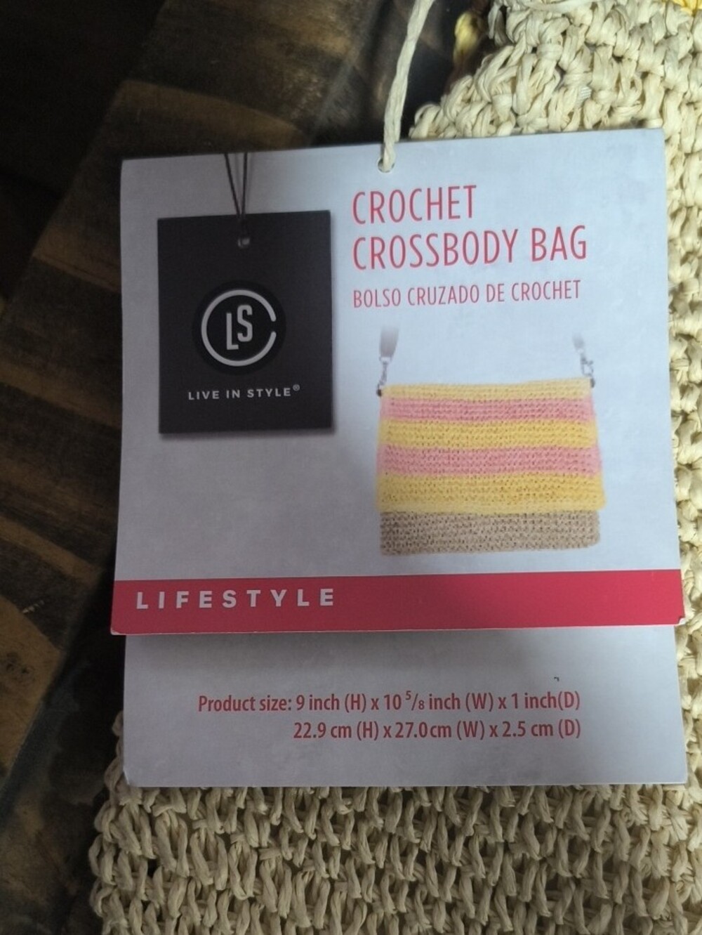 Crochet Crossbody Bag in Yellow, Pink & Cream - Picture 2 of 3
